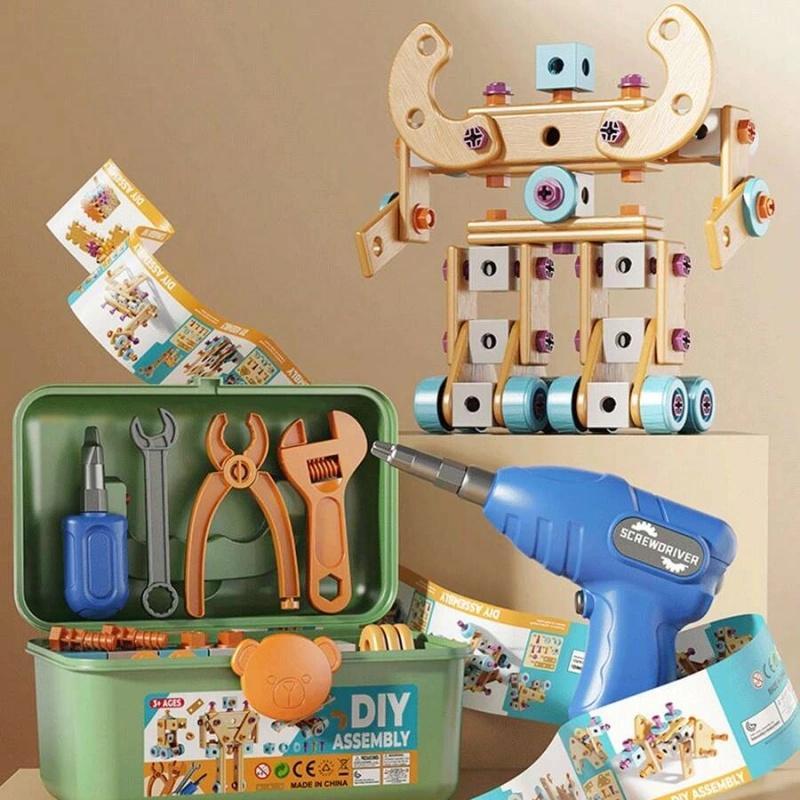 126-Piece Creative Wooden Construction & Tool Set Early Education Pretend Play Toy
