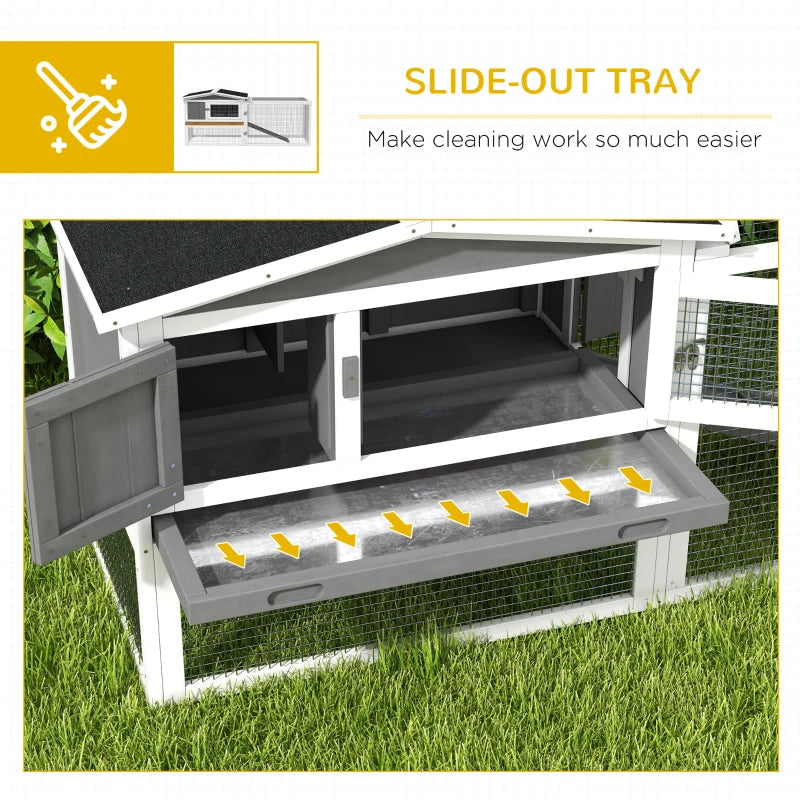Hutch 2-Story Bunny Cage, Guinea Pig Cage Indoor Outdoor, Small Animal House With Slide Out Tray, For Rabbits, Chickens, Ducks Light Gray