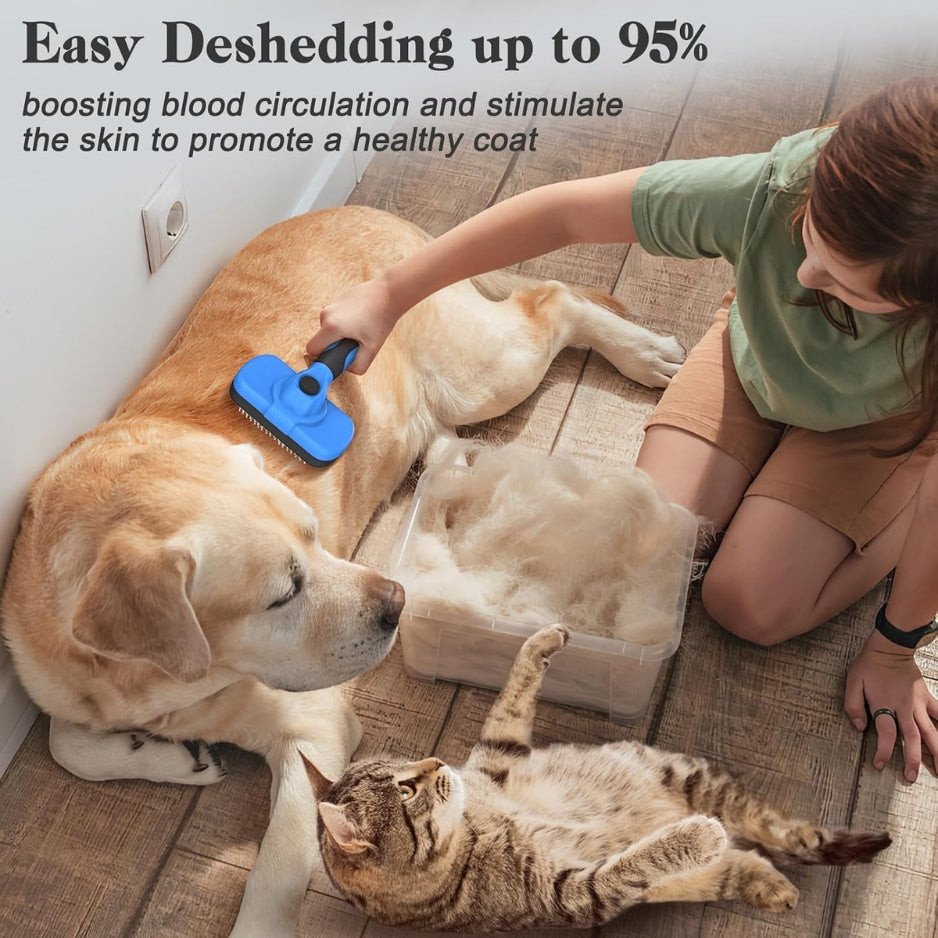 Swihauk Self Cleaning Slicker Brush Skin Friendly Deshedding Grooming Tool For Dogs Cats Suitable For Shedding Haired Pets With Pet Supplies Accessories Blue