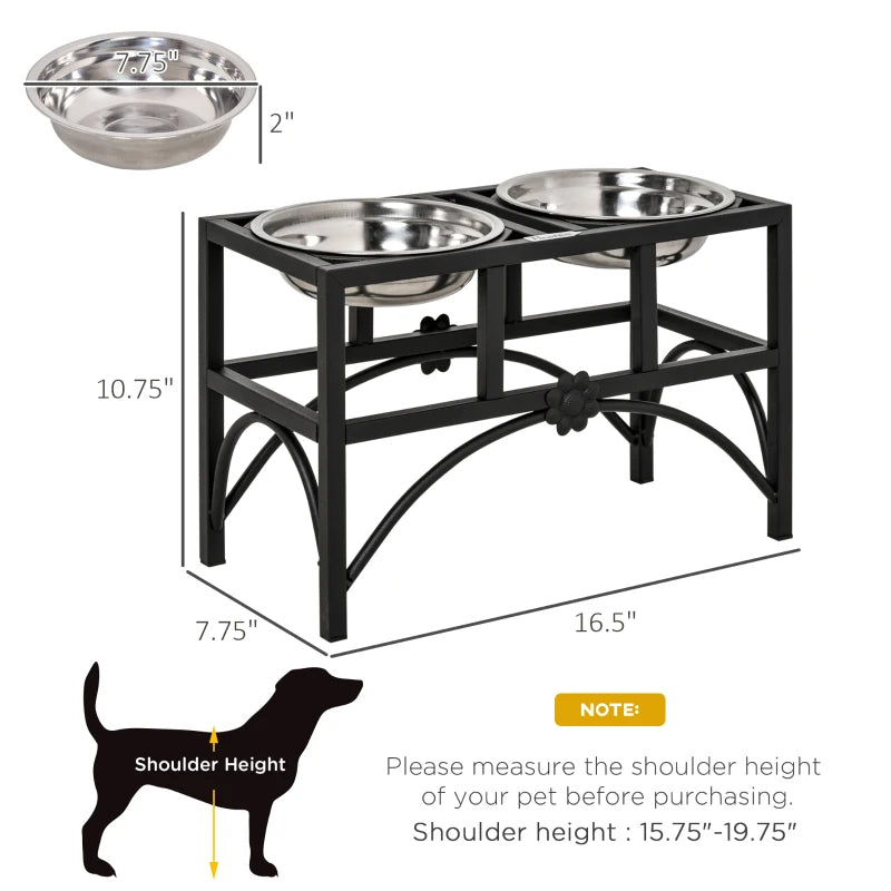 Double Stainless Steel Heavy Duty Dog Food Bowl Elevated Pet Feeding Station