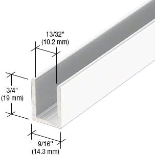 Brixwell SDCD38W-CCP48-XCP5 White 3/8" Fixed Panel Shower Door Deep U-Channel
