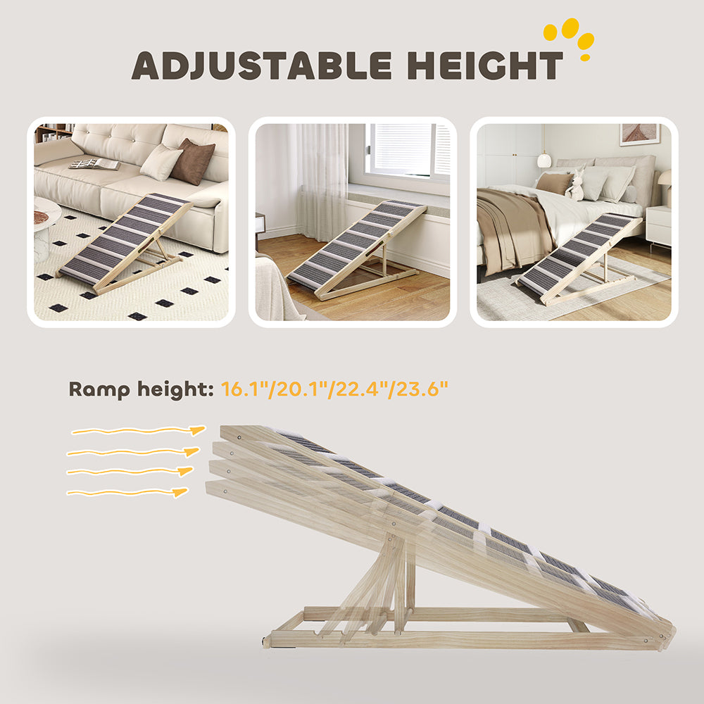 Dog Ramp For Couch, 4 Adjustable High-traction Carpet And Crossbars Foldable Pet Ramp For Small To Large Dog