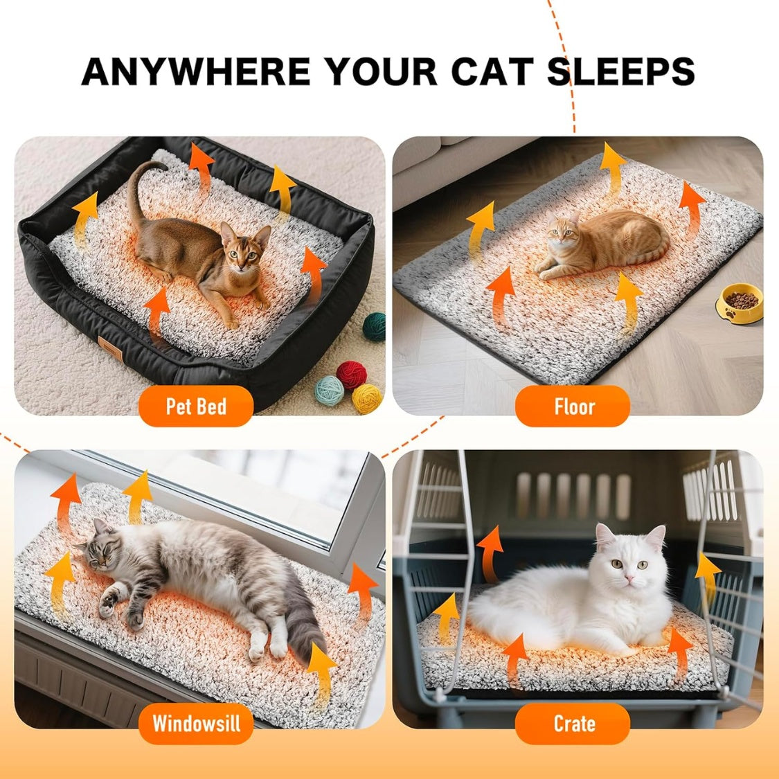 Self Warming Cat Bed, Upgraded Thermal Mat For Indoor Cats