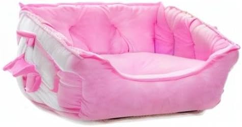 pawstrip Cute Princess Dog Bed Pink Puppy Bed for Small Dogs Breathable Cat Couch Bowknot Pet Cushion Comfortable Kitten Nest Girl Doggy Sofa, Waterproof Bottom (Pink)