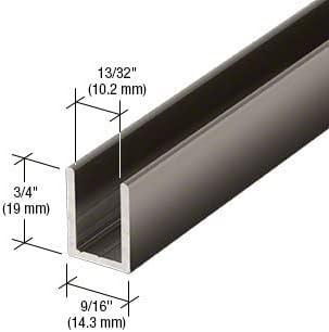 Brixwell SDCD38GM-CCP48 Gun Metal 3/8" Fixed Panel Shower Door Deep U-Channel