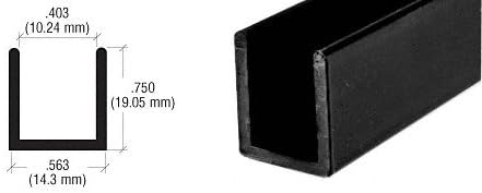 Brixwell SDCD38BL-CCP18-XCP25 Black 3/8" Fixed Panel Shower Door Deep U-Channel