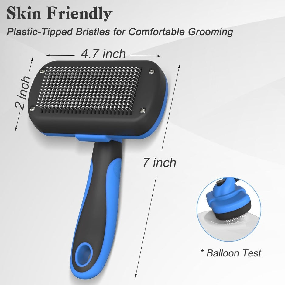 Swihauk Self Cleaning Slicker Brush Skin Friendly Deshedding Grooming Tool For Dogs Cats Suitable For Shedding Haired Pets With Pet Supplies Accessories Blue