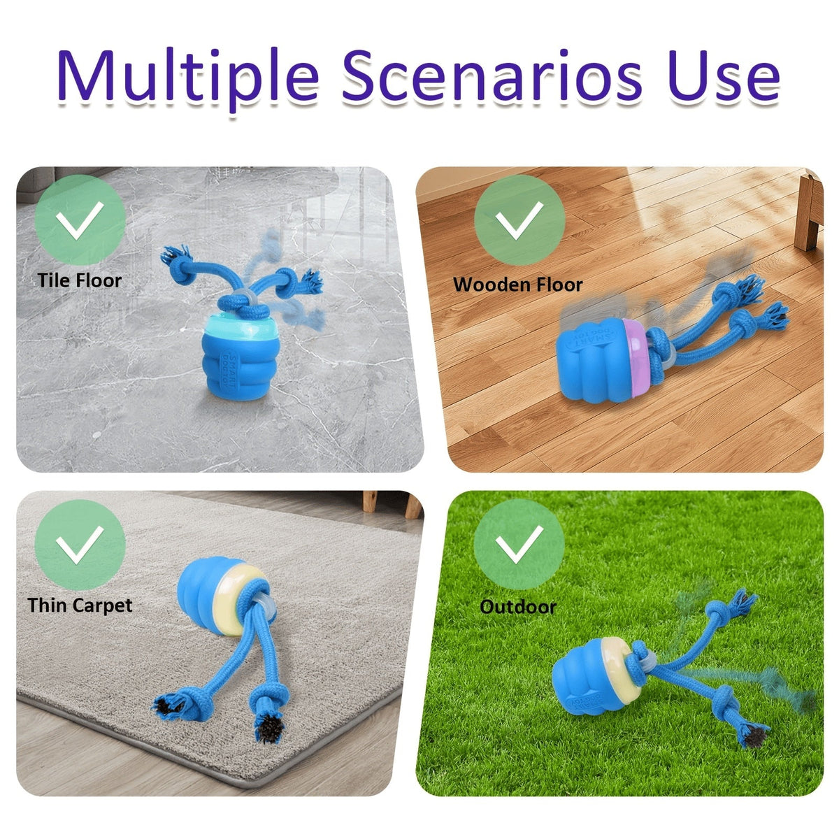 2026 Upgraded Smart Interactive Dog Toy Ball Boosts Intelligence Fitness For Small Medium Large Dogs Fits Indoor Hardwood Floors Outdoor Carpet Randomly Comes With 1 Spare Chew Rope
