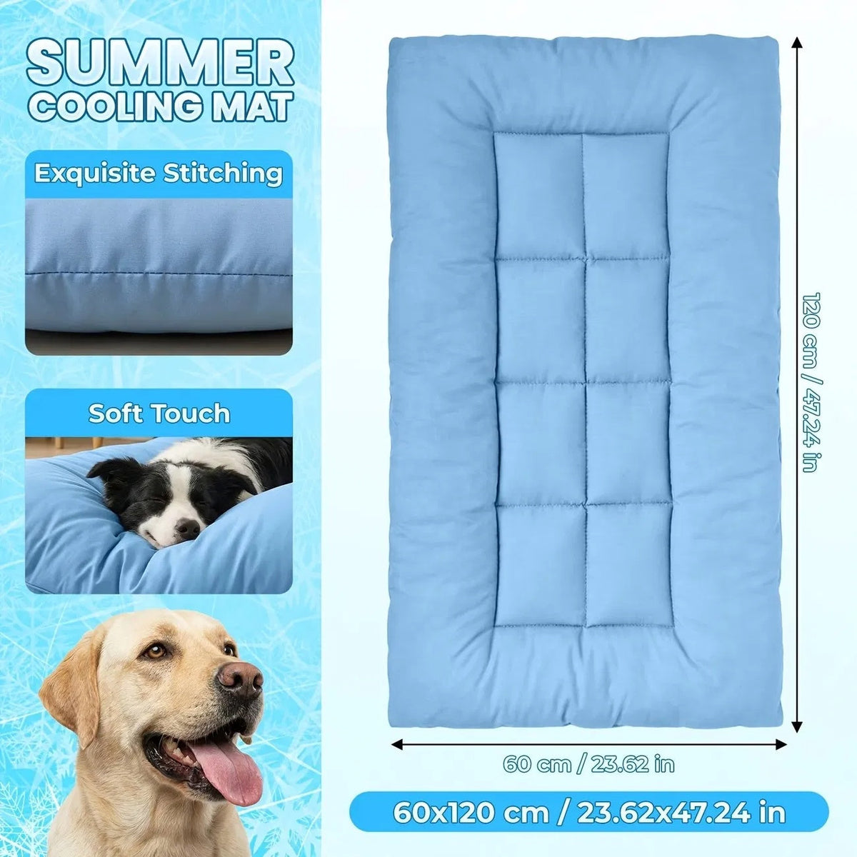 Extra-Large Cooling Dog Sofa Bed, Ultra-Soft Plush Pet Mat With 8 Compartments And Non-Slip Bottom, Thick Polyester Dog Bed For Large Dogs