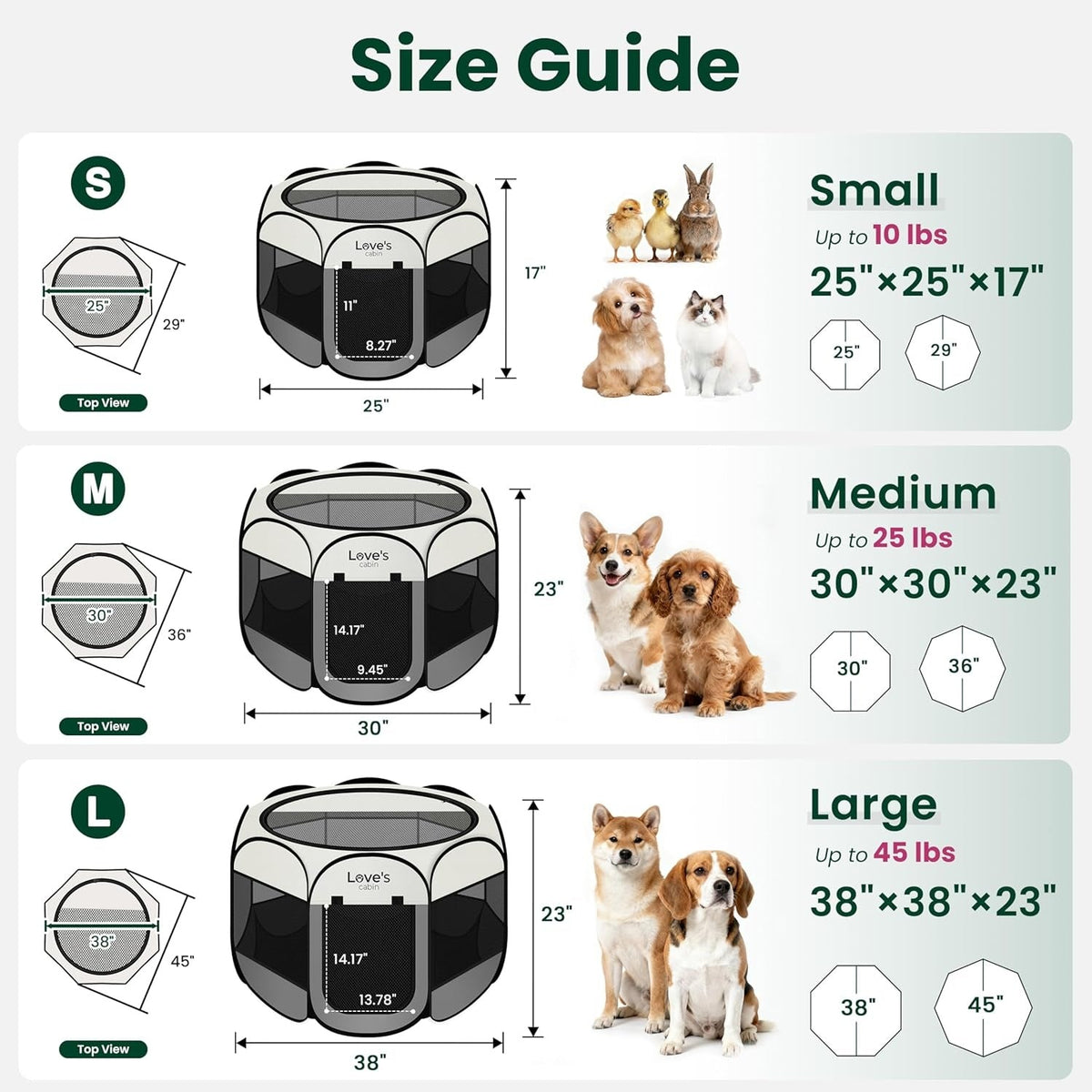 Pet Puppy Dog Playpen, Small Dog Tent Crates Cage Indoor Outdoor, Portable Playpen For Cat, Foldable Dog Kennel Playpen With Carring Case, Removable Zipper Top, Grey