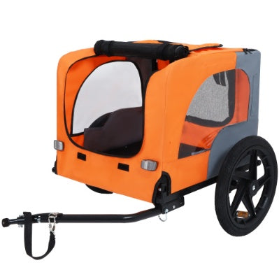 Utdoor Heavy Duty Collapsible Pet Bike Trailer With 16-Inch All Terrain Wheels & Universal Hitch Foldable Dog Cargo Carrier Cart For Bicycles