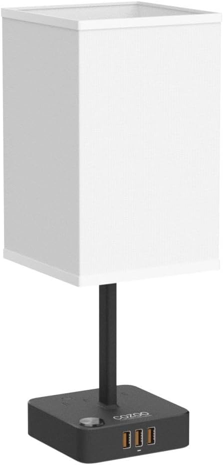 cozoo Bluetooth/WiFi RGB & USB Bedside Table Lamp with 3 USB Charging Ports and 2 Outlets Power Strip, LED Light Bulb Dimmable, Music Sync RGB Color Changing Light for Party Home/Bedroom/Living Room