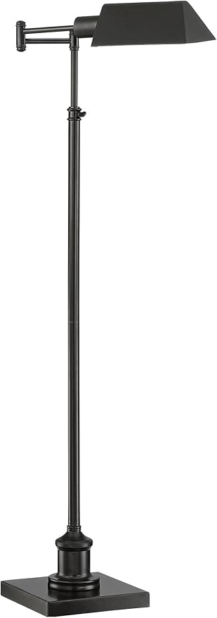 Regency Hill Jenson Traditional Farmhouse Adjustable Pharmacy Floor Lamp Standing Base Swing Arm 54" Tall Dark Bronze Metal Bright Downward Light for Living Room Reading House Bedroom