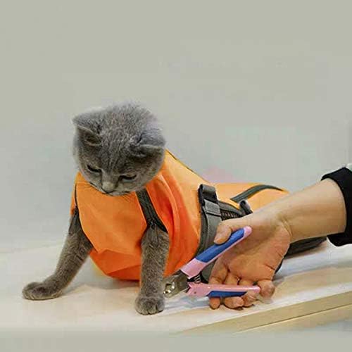Cinf Cat Nail Clipping Cleaning Grooming Restraint Bag No Scratching Biting for Bathing Nail Trimming Injecting Examining(Orange,M)