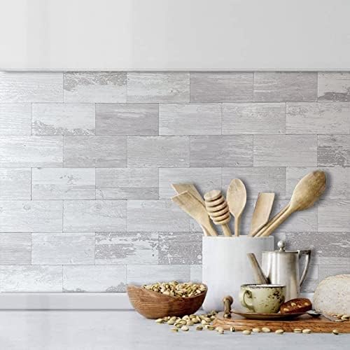 AULIGET 100 Piece Peel and Stick Backsplash PVC Tile, 3 Inch x 6 Inch White