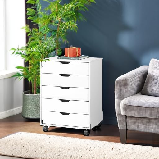 DEVAISE 5-Drawer Chest, Wood Storage File Cabinet