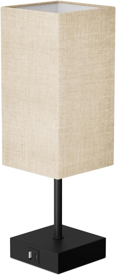 Sailstar Bedside Lamps, Table Lamp with USB C+A Charging Ports, 3 Way Dimmable Touch Control, Small Nightstand Lamps for Bedroom, Home Decor, Living Room, LED Bulbs Included, Upgraded Beige