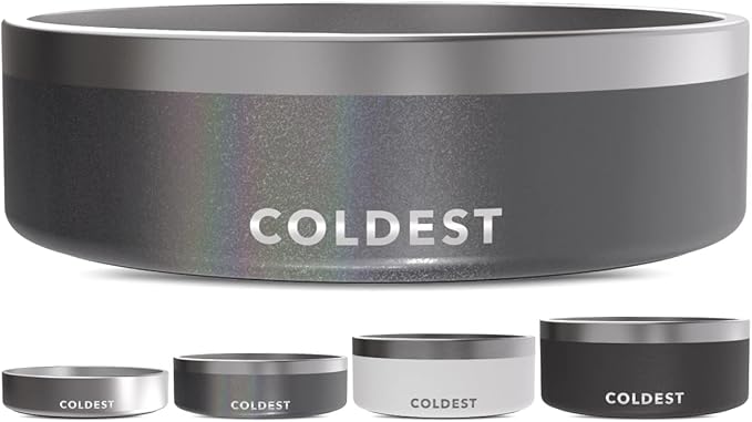 Coldest Dog Bowl - Anti Rust Metal, Non Slip, 3 Layers Insulated Stainless Steel Dog Bowls - Spill Proof & Heavy Duty - Water Bowl for Dogs, Cats & Pets, Dish Washer Safe (42 oz, Stardust Glitter)