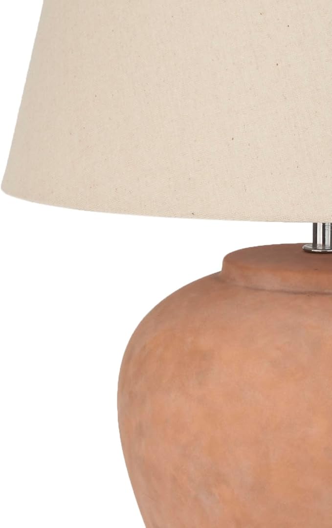 Nourison Home 20" Rustic Terracotta Ceramic Pot Table Lamp for Bedroom, Living Room, Console, Entryway