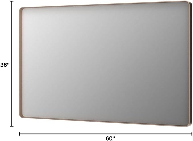 LOAAO 60”X36” Gold Bathroom Mirror, Rounded Rectangle Gold Frame Mirror