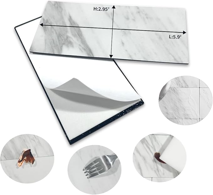 AULIGET 100-Piece White Marble Look Peel and Stick Backsplash Wall Tiles
