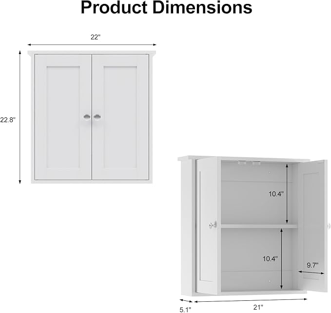 22x23 Bathroom Wall Cabinet, Medicine Cabinet