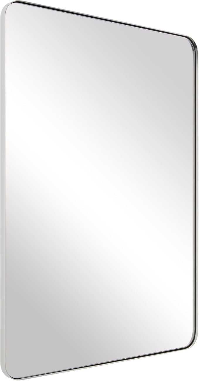 ANDY STAR Chrome Mirror for Bathroom, Rectangular Stainless Steel Rounded