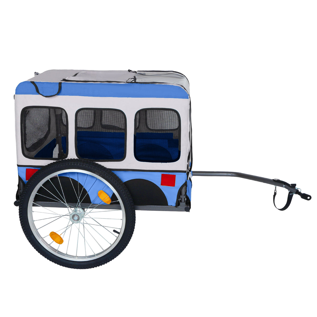 Large Folding Bike Trailer for Dogs - 20×2 1/8 Inches Wheels, Heavy-Duty Steel Frame, Spacious Design, All-Terrain Cycling, Jogging & Camping Adventure, Blue