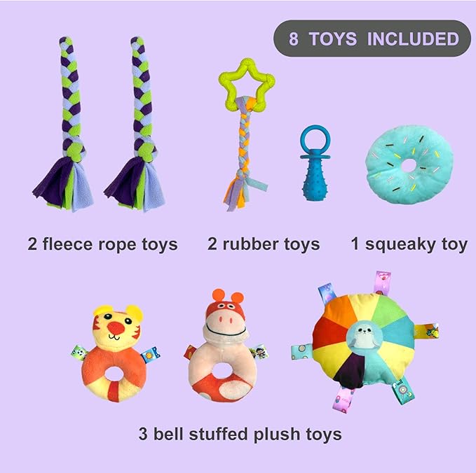 Puppy Play Gym for small dogs with 8 Hanging Interactive Toys Indoor Play | Funny Enrichment Jungle Playground to Keep Them Busy,with Bungee Straps for self-play,19.5*19.5*19.5in