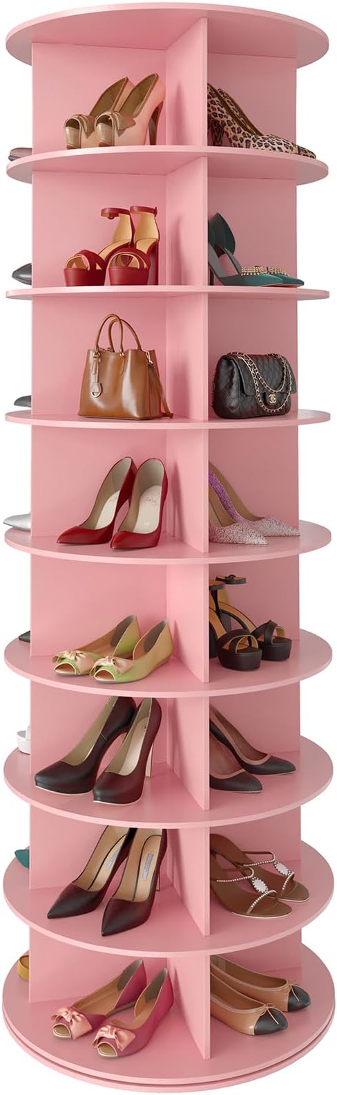 SpaceAid 8 Tier Rotating Shoe Rack Tower, Spinning Shoe Display Lazy Susan