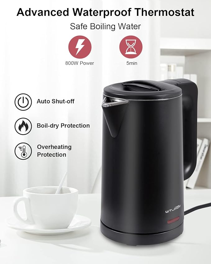 0.8L Electric Kettle Stainless Steel, 800 Watts Small Electric Kettle 27 Ounce
