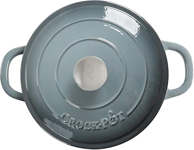 Crock Pot Artisan 5-Quart Round Enameled Cast Iron Dutch Oven – Slate Gray