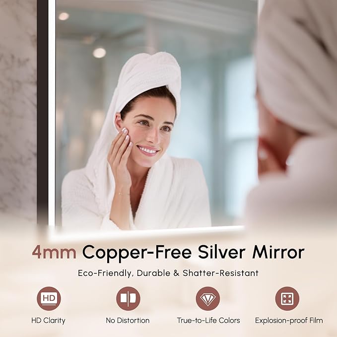 USHOWER 36X30 LED Bathroom Mirror
