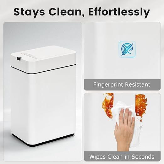 Sensor Trash Can with Butterfly Lid 2.6 Gallon Rectangular Automatic Garbage Can