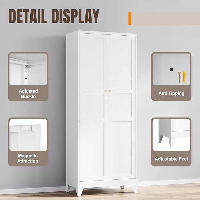 Yizosh Metal Pantry Cabinet, Cupboard