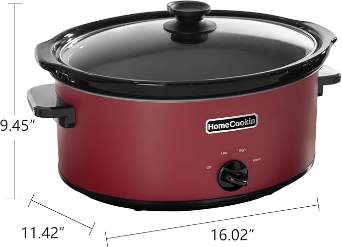 HOMECOOKIN 7 Quart Slow Cooker Oval Manual Pot Food Warmer