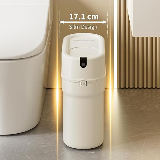 MRBIN Slim Pull Out Automatic Bagging Bathroom Trash Can, 10L/2.6gal Touchless
