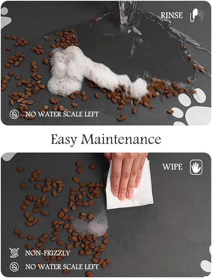 Pet Feeding Mat-Absorbent Dog Mat for Food and Water Bowl-No Stains Quick Dry Water Dispenser Mat-Dog Accessories Pet Supplies-Bowl for Messy Drinkers(Darkgrey,23"x34"