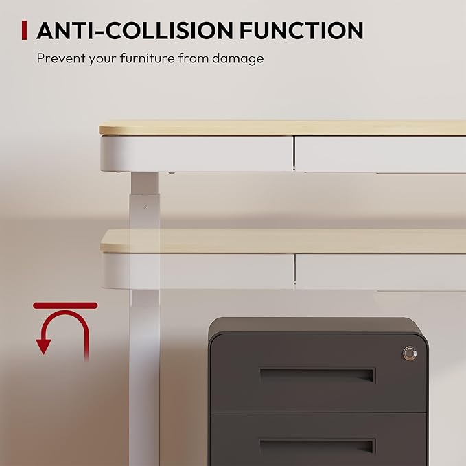 Standing Desk with Drawer, Electric Height Adjustable Home Office Desk with