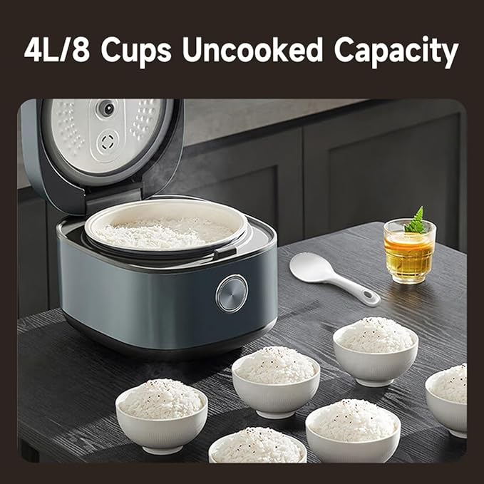 Midea 8 Cups Uncooked Rice Cooker, Non-stick Ceramic Rice Cooker
