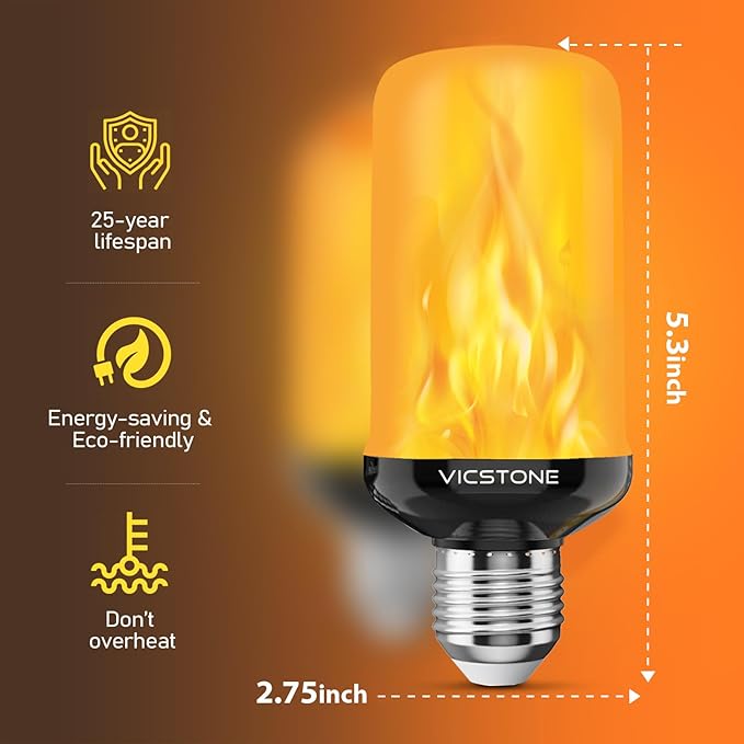 Vicstone Upgraded LED Flame Light Bulbs Christmas Decorations, 4-Mode