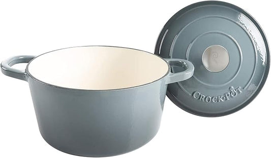 Crock Pot Artisan 5-Quart Round Enameled Cast Iron Dutch Oven – Slate Gray