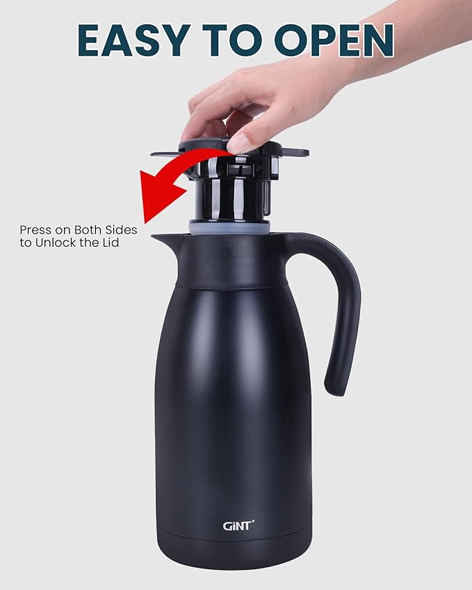 GiNT 1.9L / 64Oz Thermal Coffee Carafe, Insulated Stainless Steel Coffee Carafes