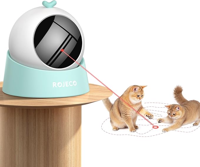 ROJECO Auto Laser Cat Toy - Random Motion Track, Magnetic 360° Base, Run Quiet,Rechargeable with 1000mAh Battery, Auto Sleep & 3 Speed Modes, Safe for Cats,Interactive Cat Toys for Bored Indoor,Green