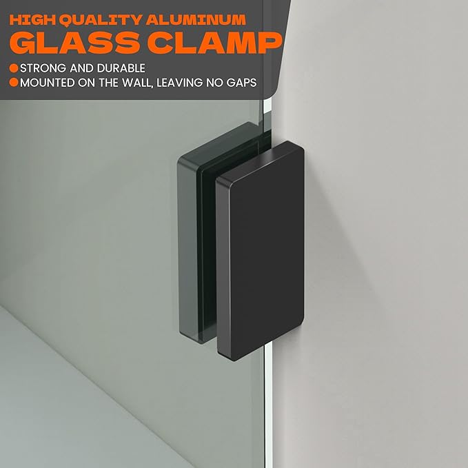 Bathroom Shower Door 36" W x 78.75" H, Frameless Fixed 3/8" Thick Clear