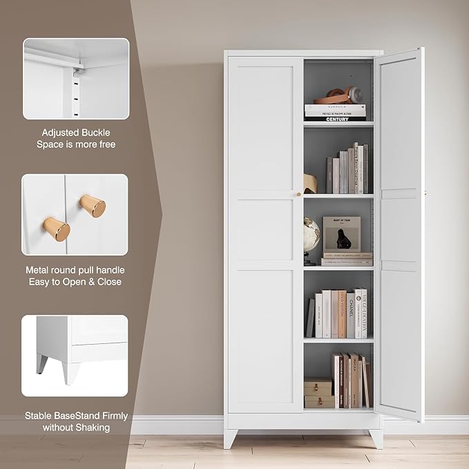 Yizosh Metal Pantry Cabinet, Cupboard