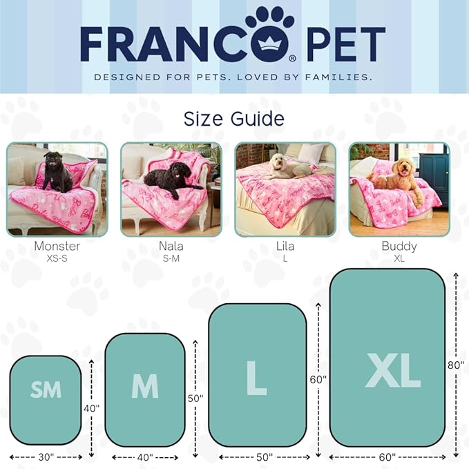Barbie Waterproof Dog Bed Cover, Large 50x60 Pet Blanket for Furniture Bed Couch Sofa, (Officially Licensed) by Franco