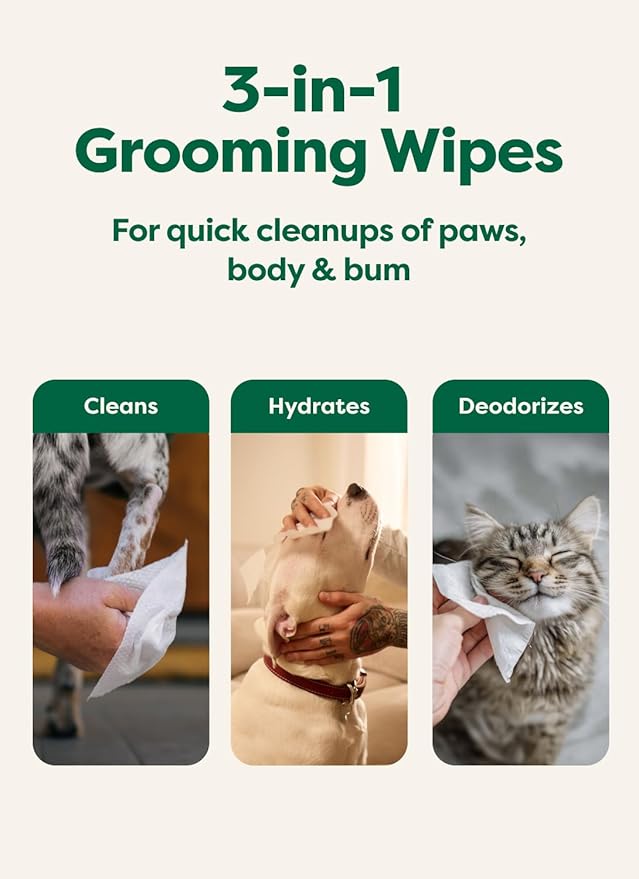 Earth Rated Pet Wipes for Dogs and Cats, Hypoallergenic, Cleaning and Hydrating