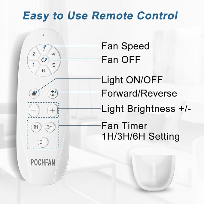 POCHFAN 52 inch White Ceiling Fans