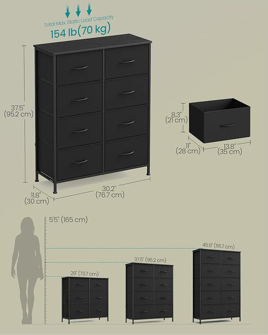 SONGMICS Dresser for Bedroom, Chest of Drawers, 8 Non-Woven Fabric Drawers